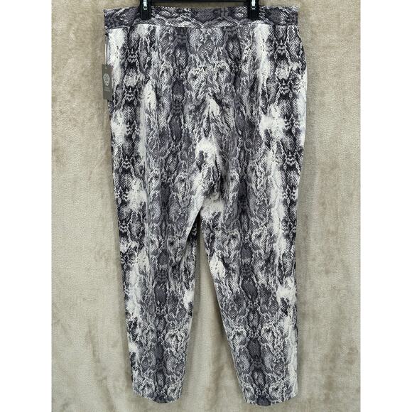 Vince Camuto Pants Womens 14W Black Gray Wide Leg Snake Print Stretch Mob Wife - Picture 2 of 10